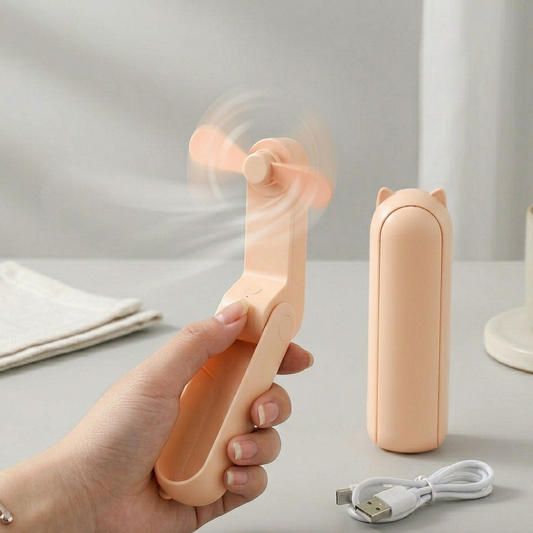 Kofi Breeze - Składany wiatraczek 2w1 z USB różowy